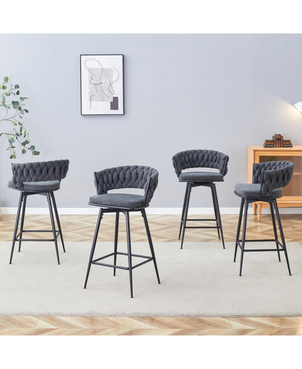 Streamdale Furniture Swivel Bar Stools Linen Seats 300lb Capacity