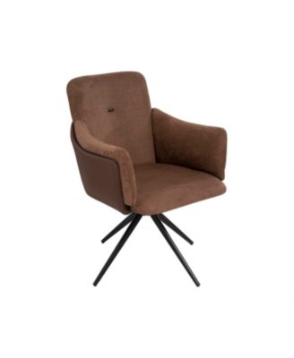 Swivel Upholstered Chairs with Metal Base (Dark Brown)