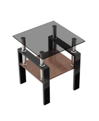 2 Modern Glass Tea/Coffee Tables, Gray/Black