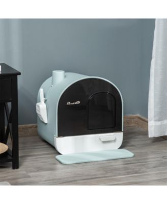 Green Covered Cat Litter Box with Lid - Includes Removable Tray, 17" x 17" x 18.5" for Indoor Cat