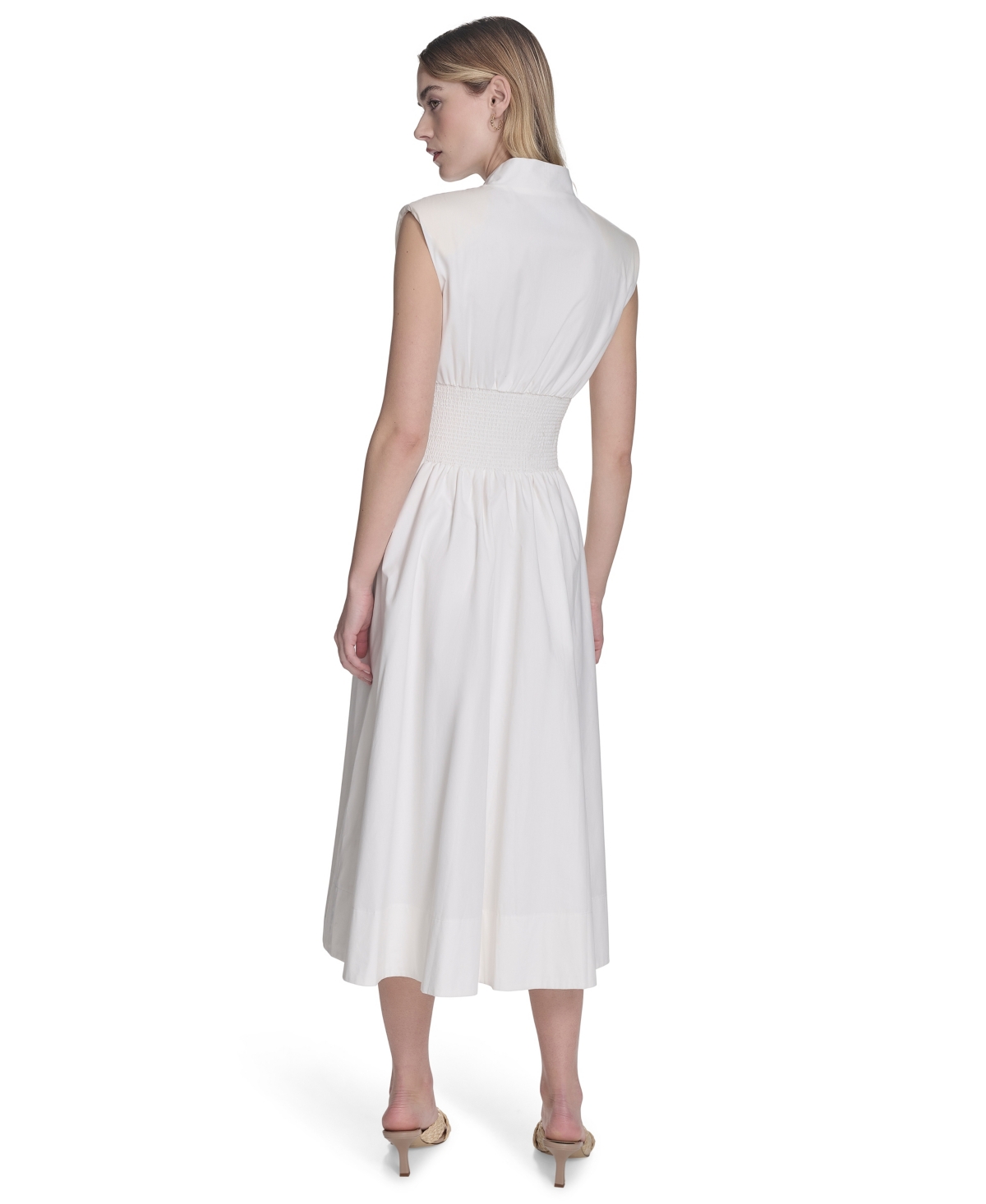 Vince Camuto Women's Smock Waist Front Zip Midi Dress