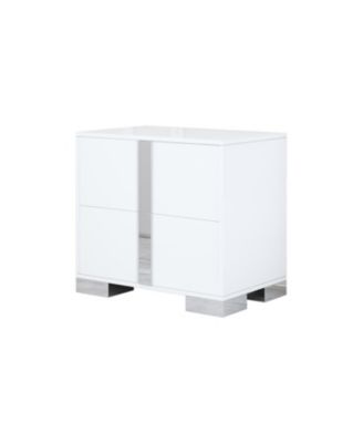 Streamdale Elegant White Mirrored Nightstand with 2 Drawers