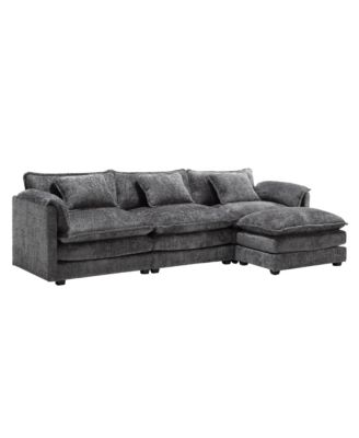 Streamdale Oversized Sectional Cloud Couch, Modern Chenille L Shape, Ottoman & Memory Foam