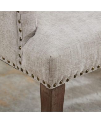 Beige Chenille Dining Chair, Tufted, Wood Legs