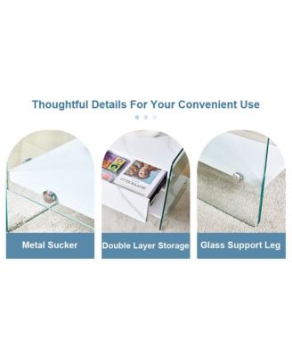 Streamdale Glass and MDF Bedside Table with Drawers