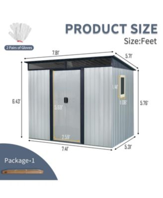 8' x 6' Outdoor Metal Storage Shed