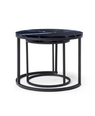 Nesting Coffee Tables - Black Top Marble Pattern
