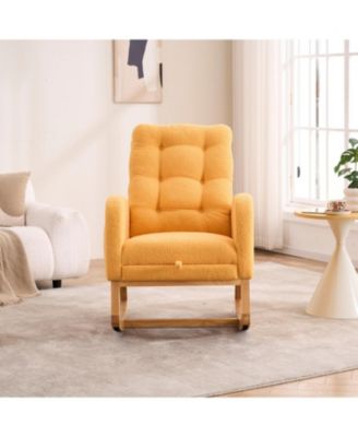 Yellow Accent Rocking Chair with Footrest