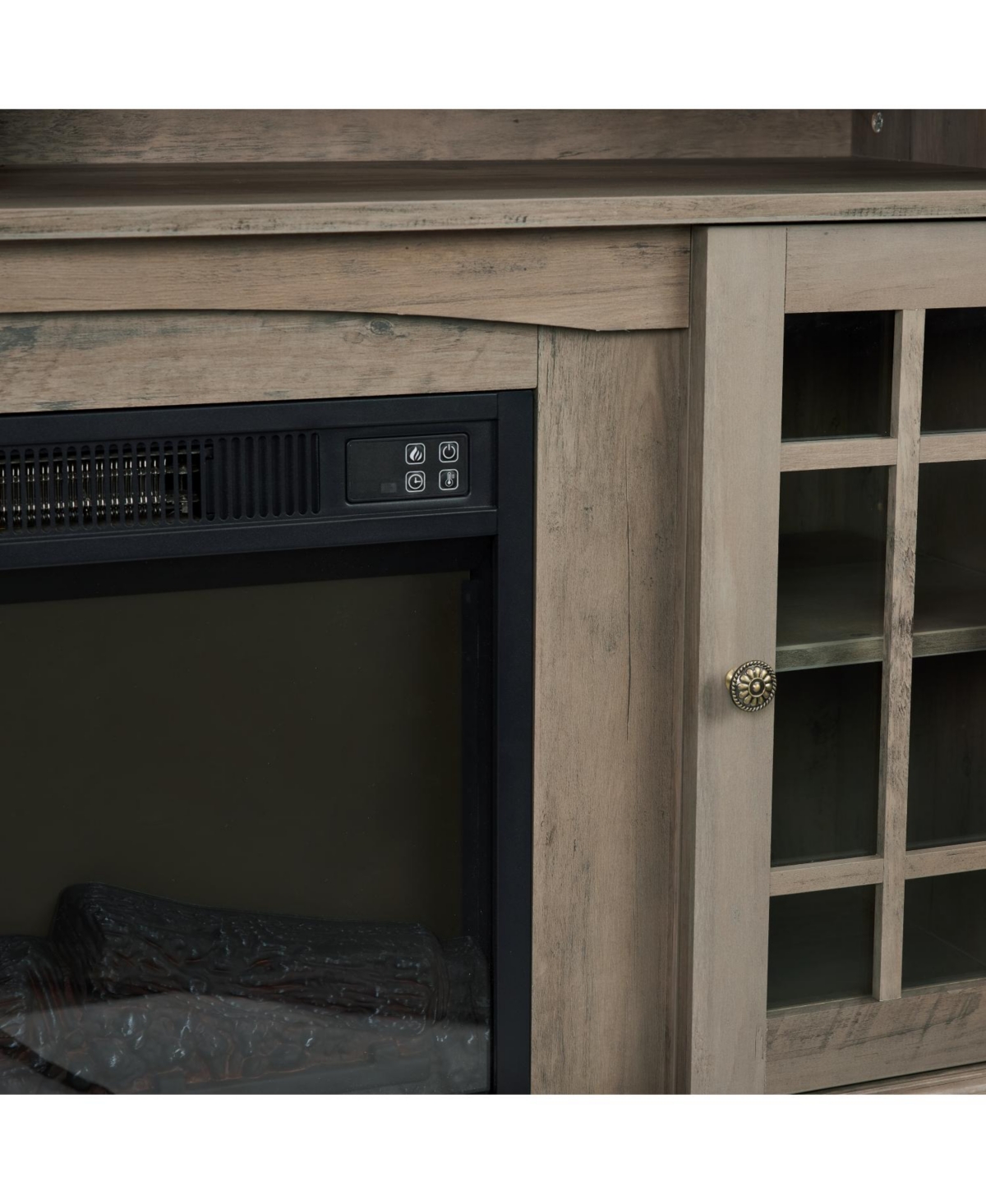 Streamdale Furniture Gray Wash Tv Stand with Fireplace for TVs up to 65"