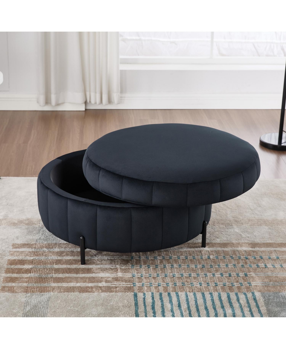 Streamdale Furniture 31.5" Velvet Storage Ottoman - Black