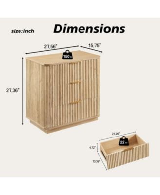 Modern 3-Drawer Dresser Nightstand, Oak Finish