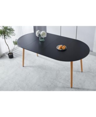 Extensible Black Table- Wood Leg, MDF Top