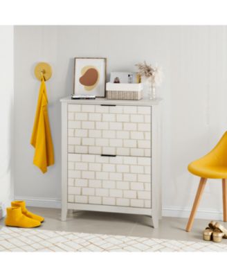 Streamdale Retro White Shoe Cabinet - Mid-Century Style