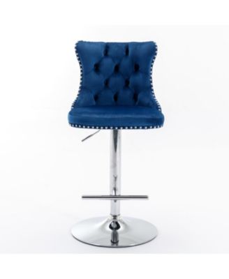 Streamdale Swivel Velvet Barstools, Adjustable Height, Chrome Base, Set of 2