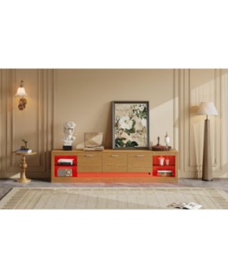 78" Modern TV Stand with Cabinets & Open Shelves, Fits TVs up to 90