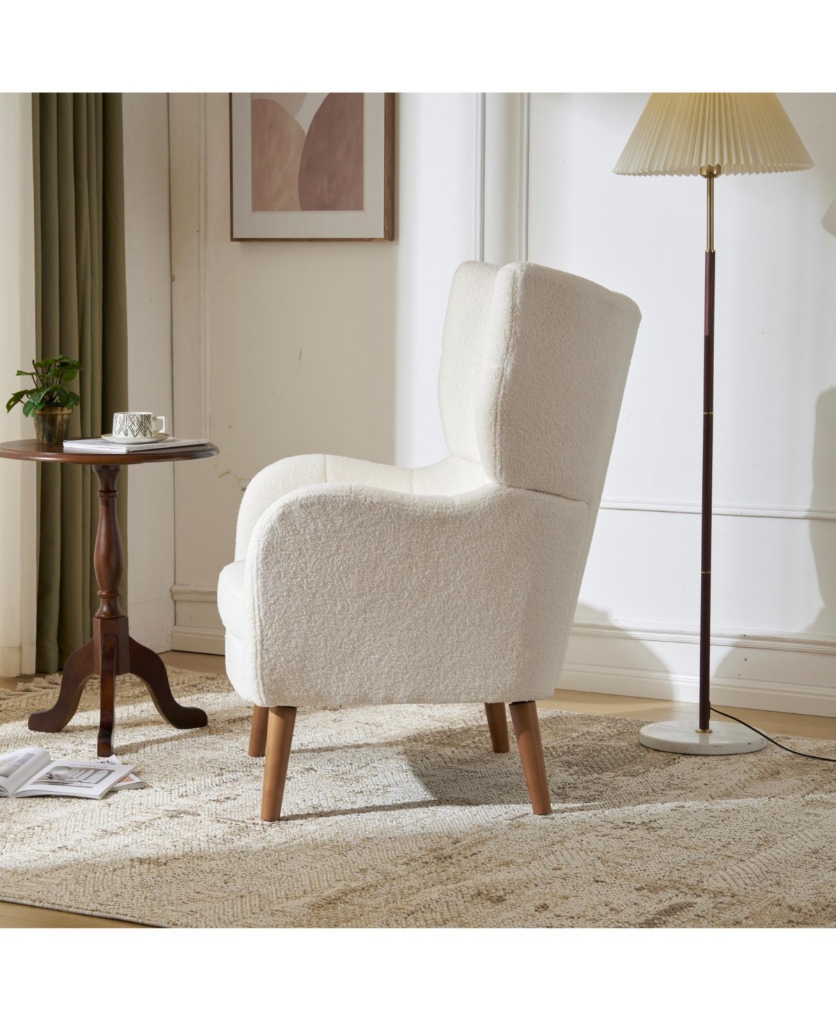 Streamdale Furniture Streamdale White Teddy Fabric Accent Chair