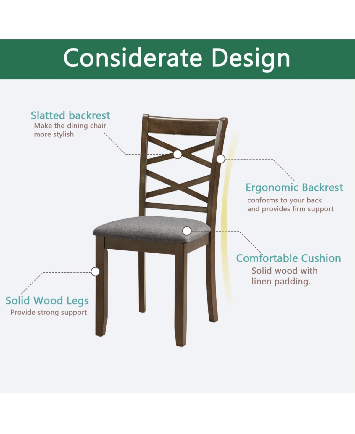 Streamdale Furniture Streamdale Walnut Wood Dining Chairs Set of 4