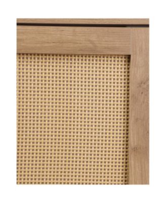 Streamdale Rattan Door Shoe Cabinet - 5-Tier Wooden Shoe Rack Organizer