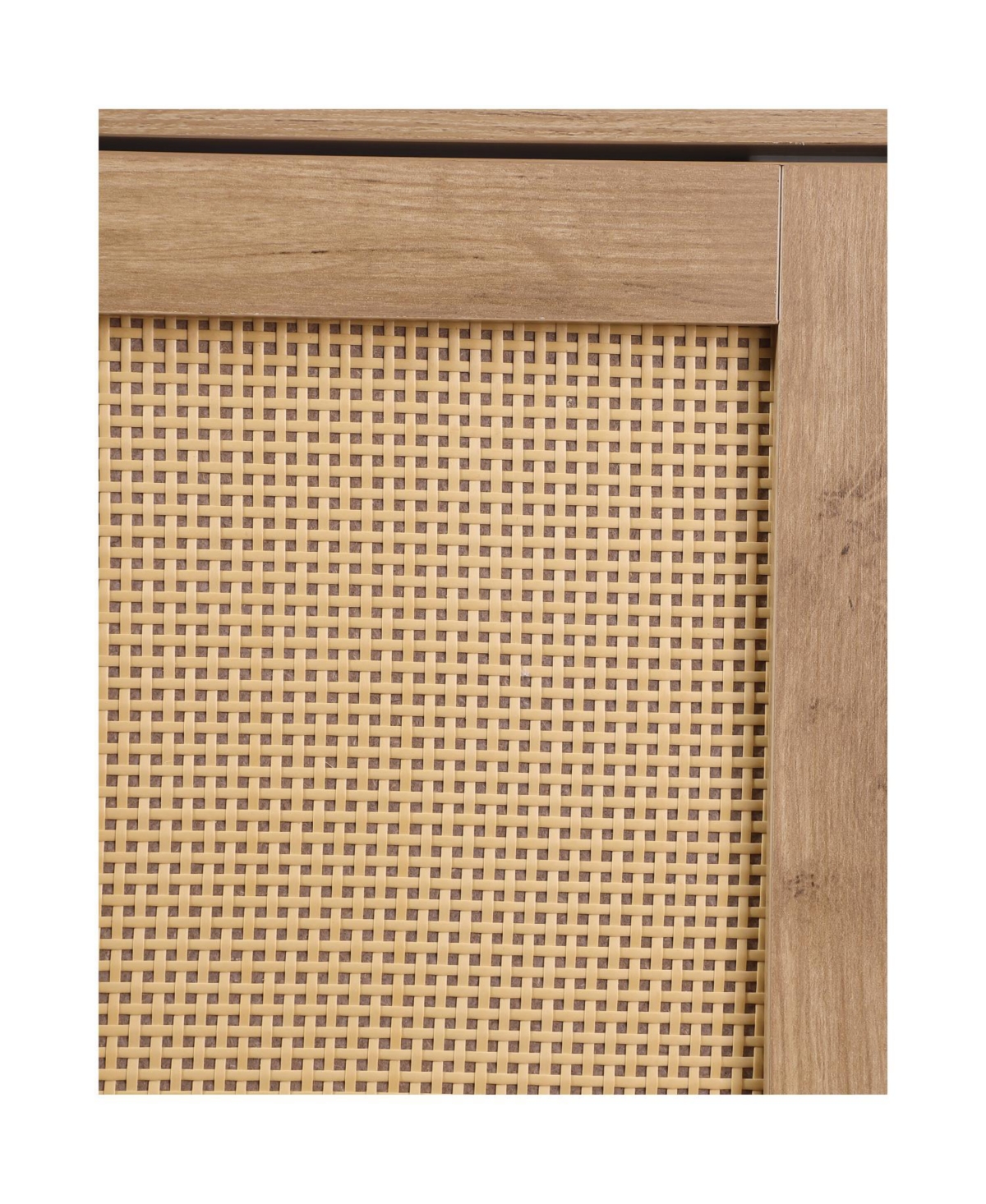 Streamdale Rattan Door Shoe Cabinet - 5-Tier Wooden Shoe Rack Organizer