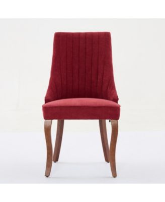 Streamdale Wine Red Flocked Linen Dining Chairs, Set of 2
