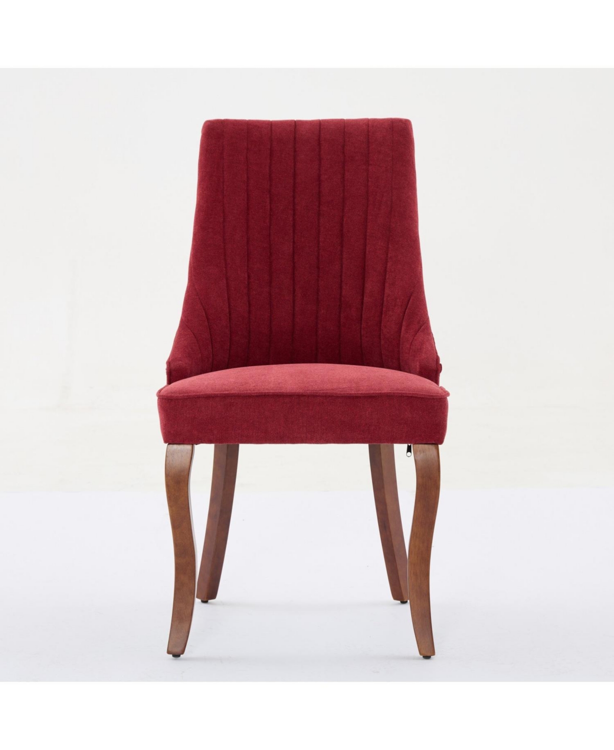 Streamdale Furniture Streamdale Wine Red Flocked Linen Dining Chairs, Set of 2