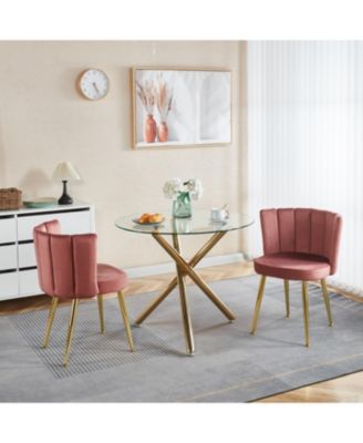 Streamdale Modern Velvet Dining Chair (Set of 2) with Gold Legs