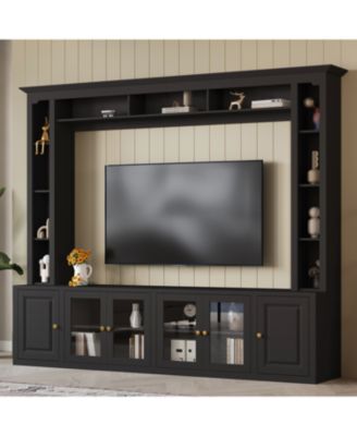 Modern Entertainment Center Wall Unit - 80" TV Stand, Black