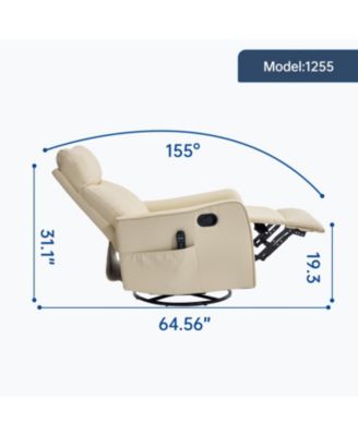 Faux Leather Heat Massage Manual Recliner Chair with Rocker & Swivel