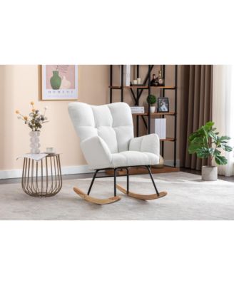 Teddy Fabric Rocking Gilder Nursery Chair for Living Room Indoor