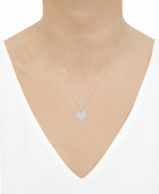 Diamond Heart Pendant Necklace (1/2 ct. t.w.) in Sterling Silver and Rhodium