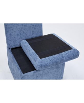 Linen Upholstered Armless Dining Chair with Storage