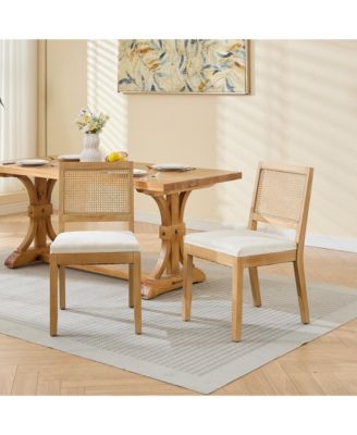 Streamdale Farmhouse Rattan Dining Chairs, Set of 2