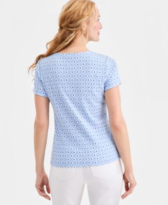 Women's Printed Short-Sleeve Scoop-Neck Top