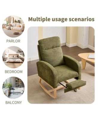 Teddy Rocking Chair with Wood Legs & Side Pocket