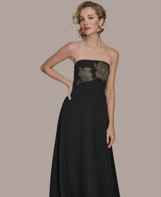 Women's Strapless Floral Hot Fix Maxi Dress