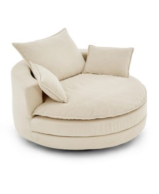 Swivel Barrel Chair with Pillows