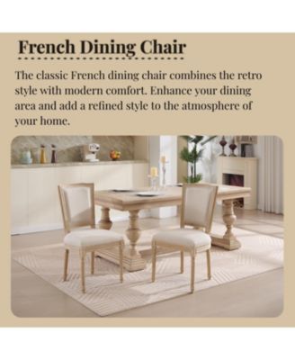  French Country Upholstered Dining Chairs (Set of 2) - Beige