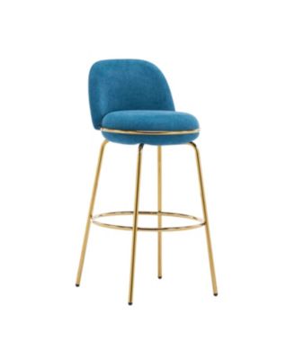 Rio Claro Gold & Blue Upholstered Barstools (Set of 2)