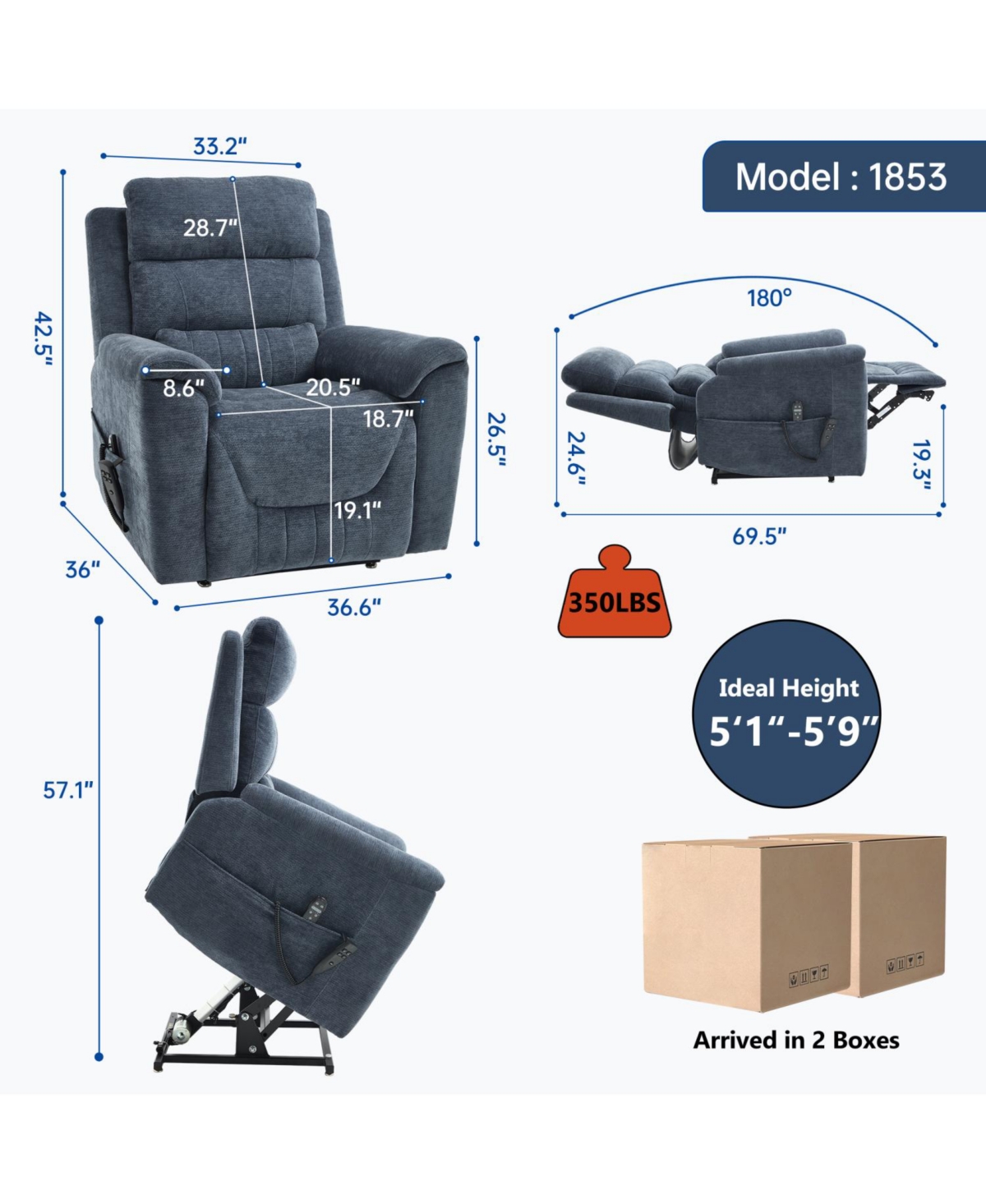 Streamdale Furniture Power Lift Recliner w/ Massage & Heat