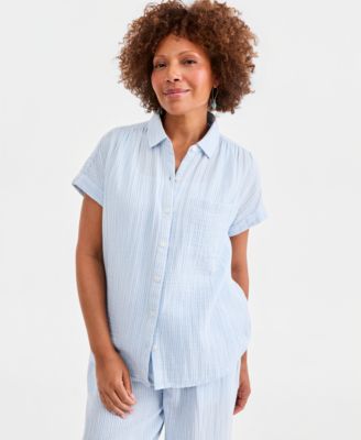 Petite Collared Neck Dolman Sleeves Shirt