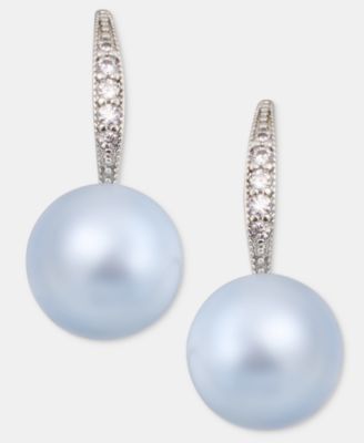 Pav&eacute; & Imitation Pearl Drop Earrings
