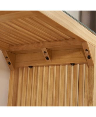 Pine Dining Bench and Table Set with Tempered Glass