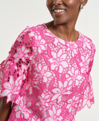 Women's Boxy Eyelet Crewneck Top