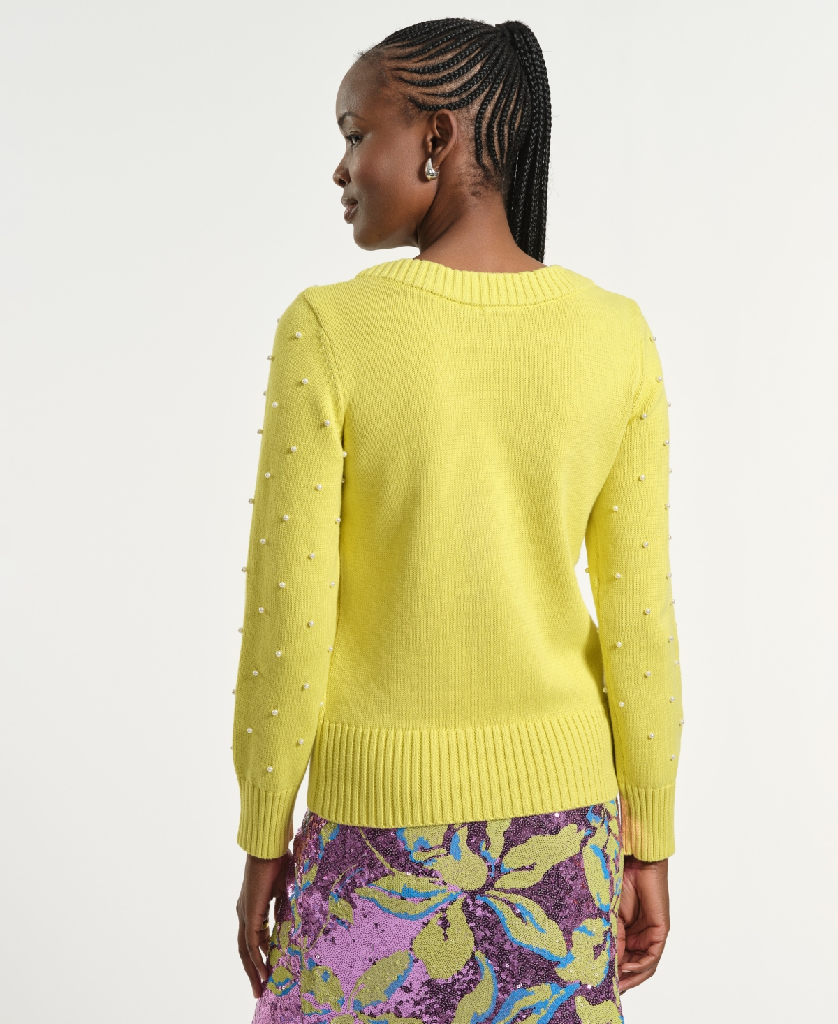 Isaac Mizrahi Women's Beaded Crewneck Sweater