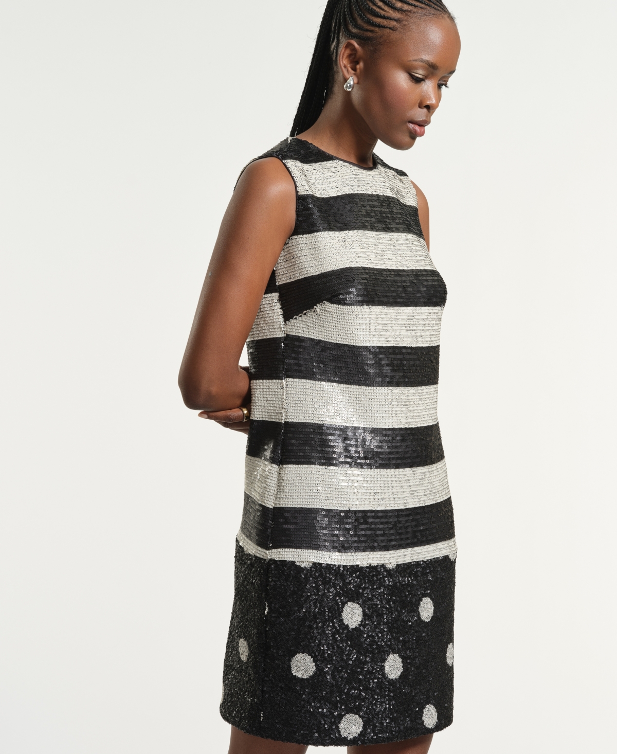 Isaac Mizrahi Women's Sequin Polka Dot Shift Dress