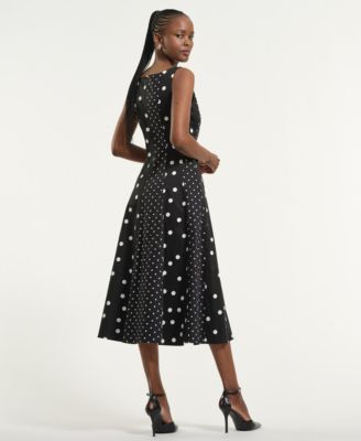 Women's Seamed Square Neck Midi Dress