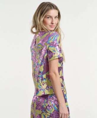 Women's Crewneck Sequin Top