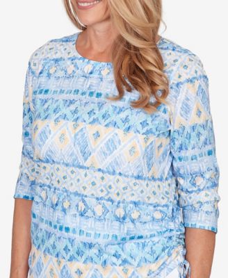 Women's Classic Ikat Biadere Tie Ruched Top