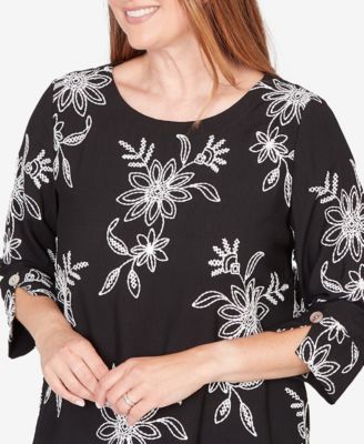 Women's Classic Tossed Floral Embroidered Top