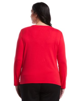 Plus Size Plus Size Chain Neck Detail Long Sleeve Top